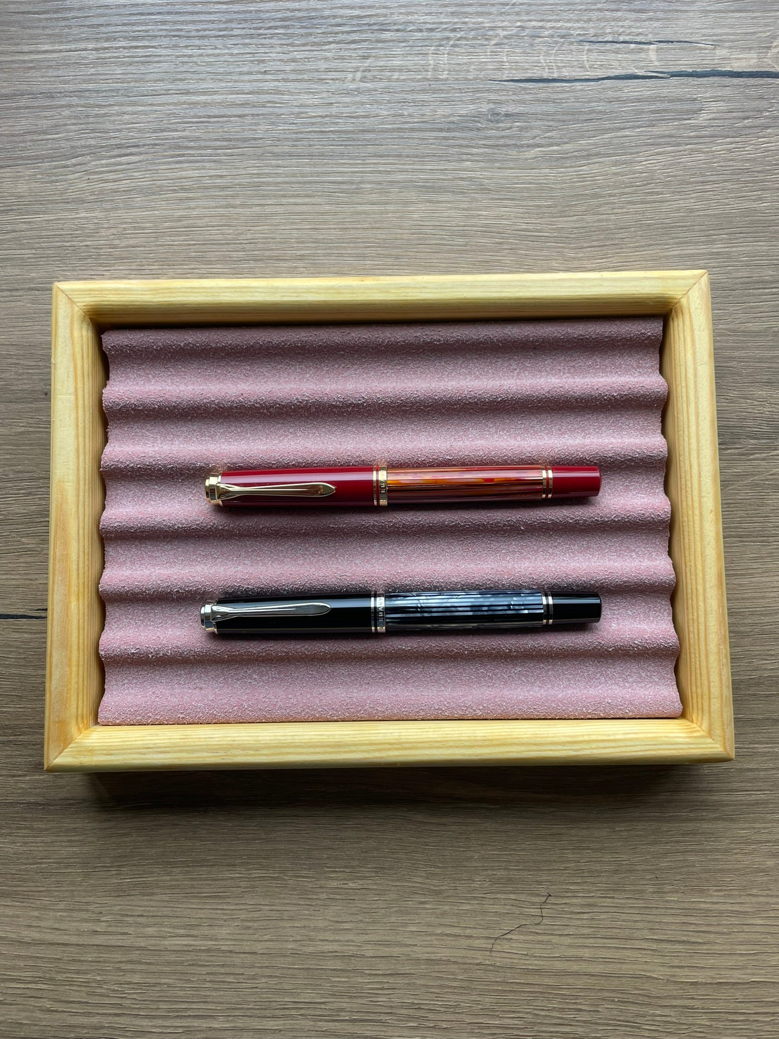 E017- SOLID PINE PEN TRAY - 6 PENCILS