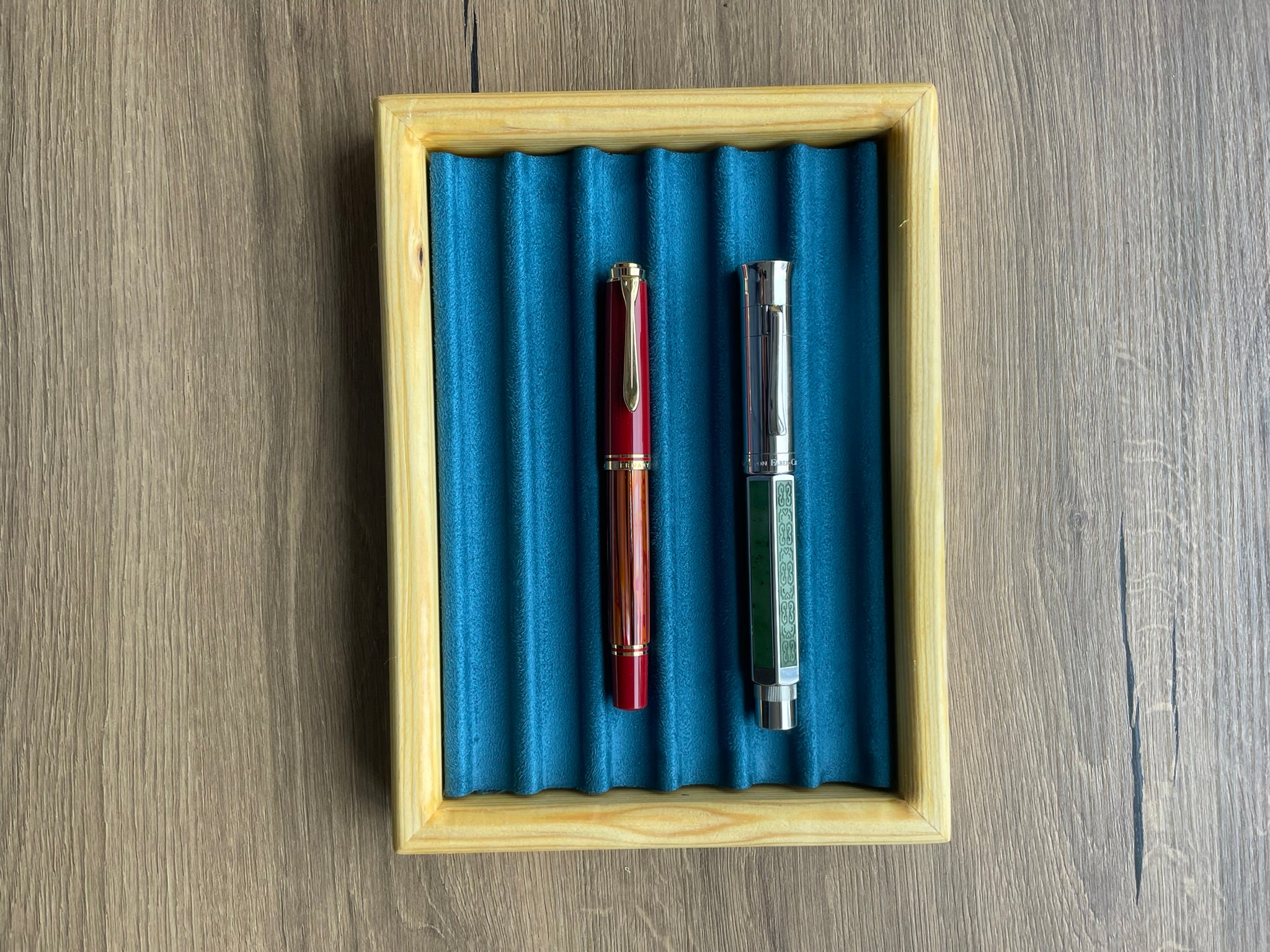 E017- SOLID PINE PEN TRAY - 6 PENCILS