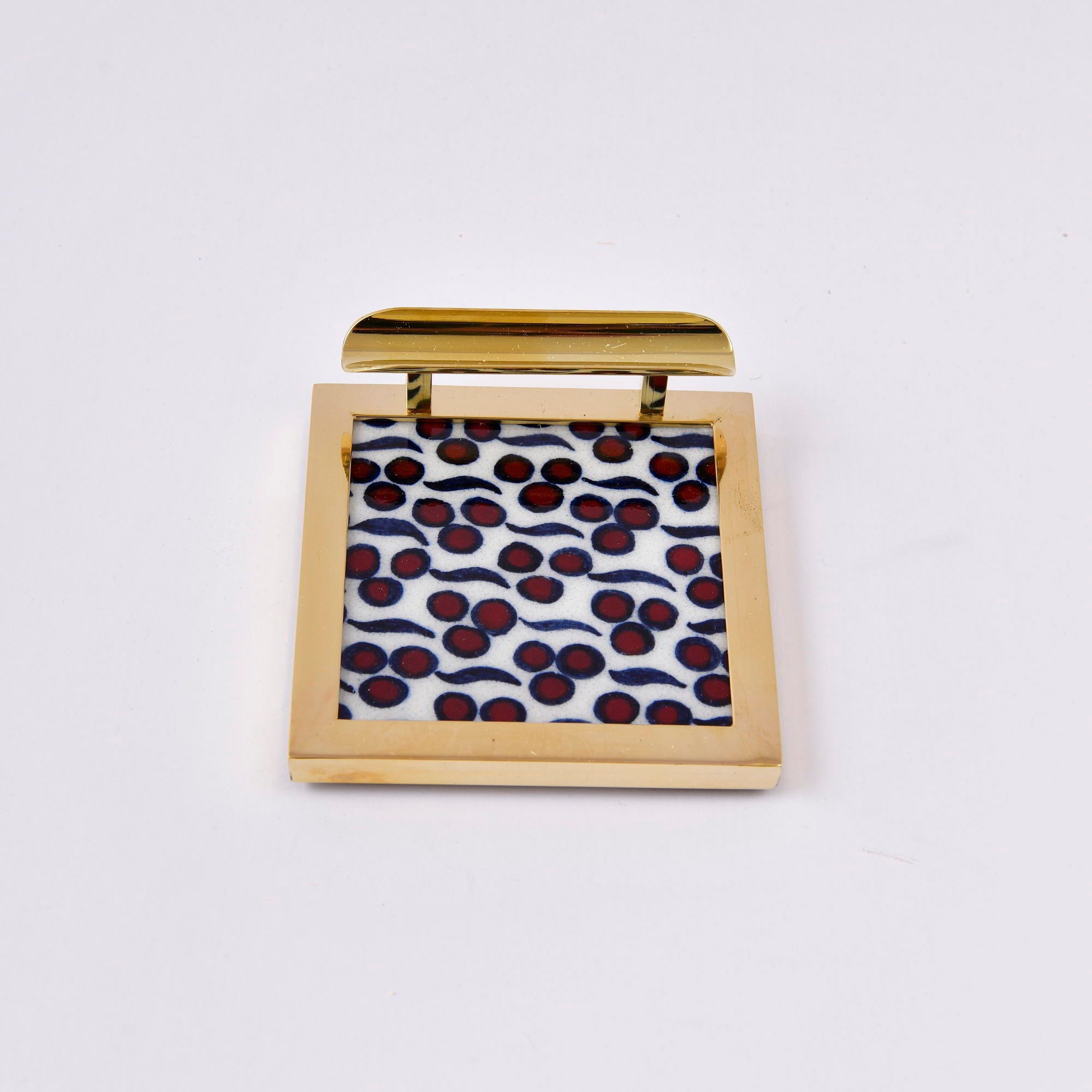 G002 -  SOLID BRASS & ART TILE PEN STAND